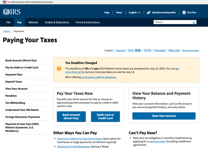 How to pay taxes online