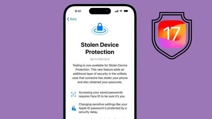 How to use stolen device protection on apple iphone