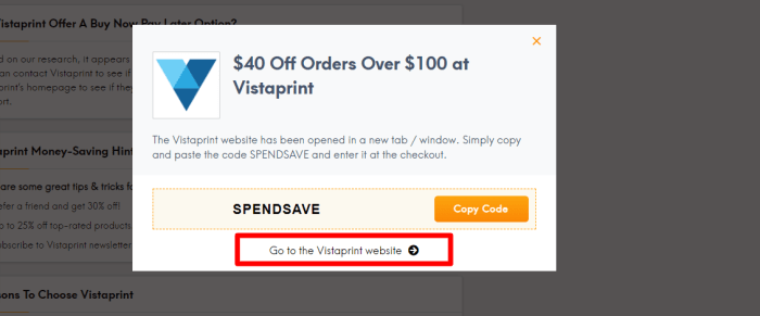 Vistaprint coupon code