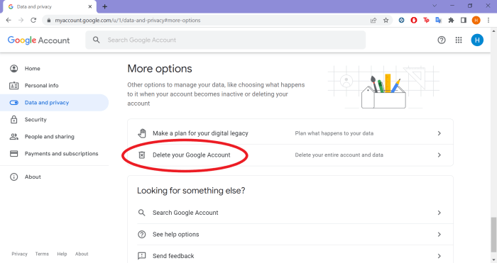 How to delete a google account