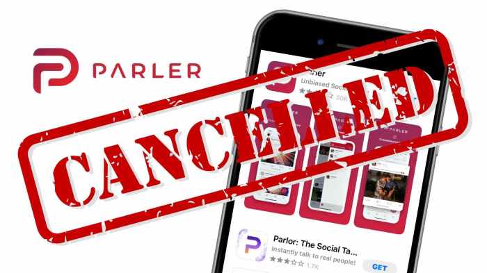 Parler app store free speech censorship